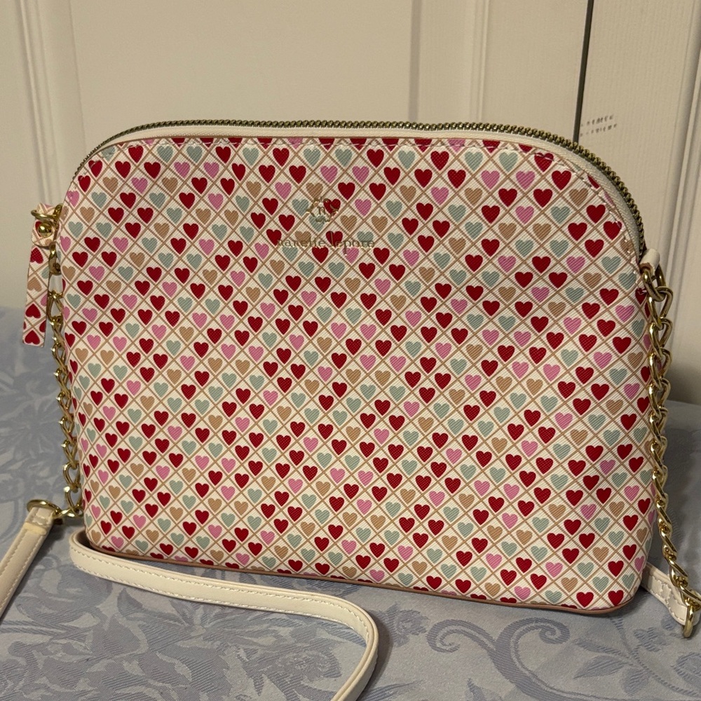Nanette Lepore  Pink and Red Heart Crossbody Bag